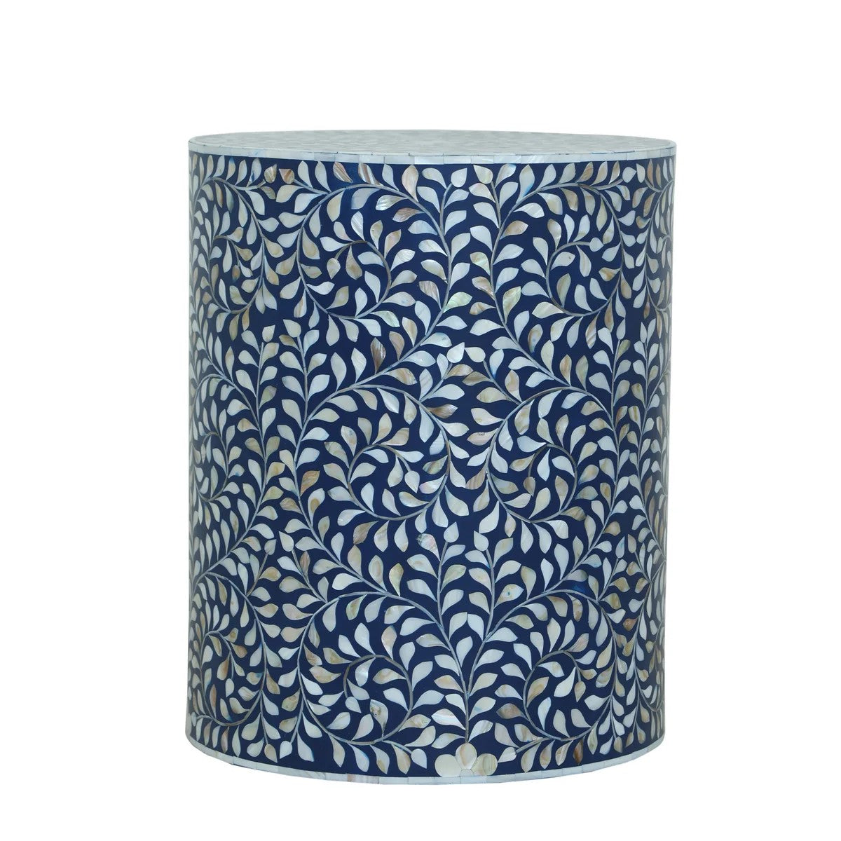 Mother of Pearl Inlay Side Table/Stool in Ivory