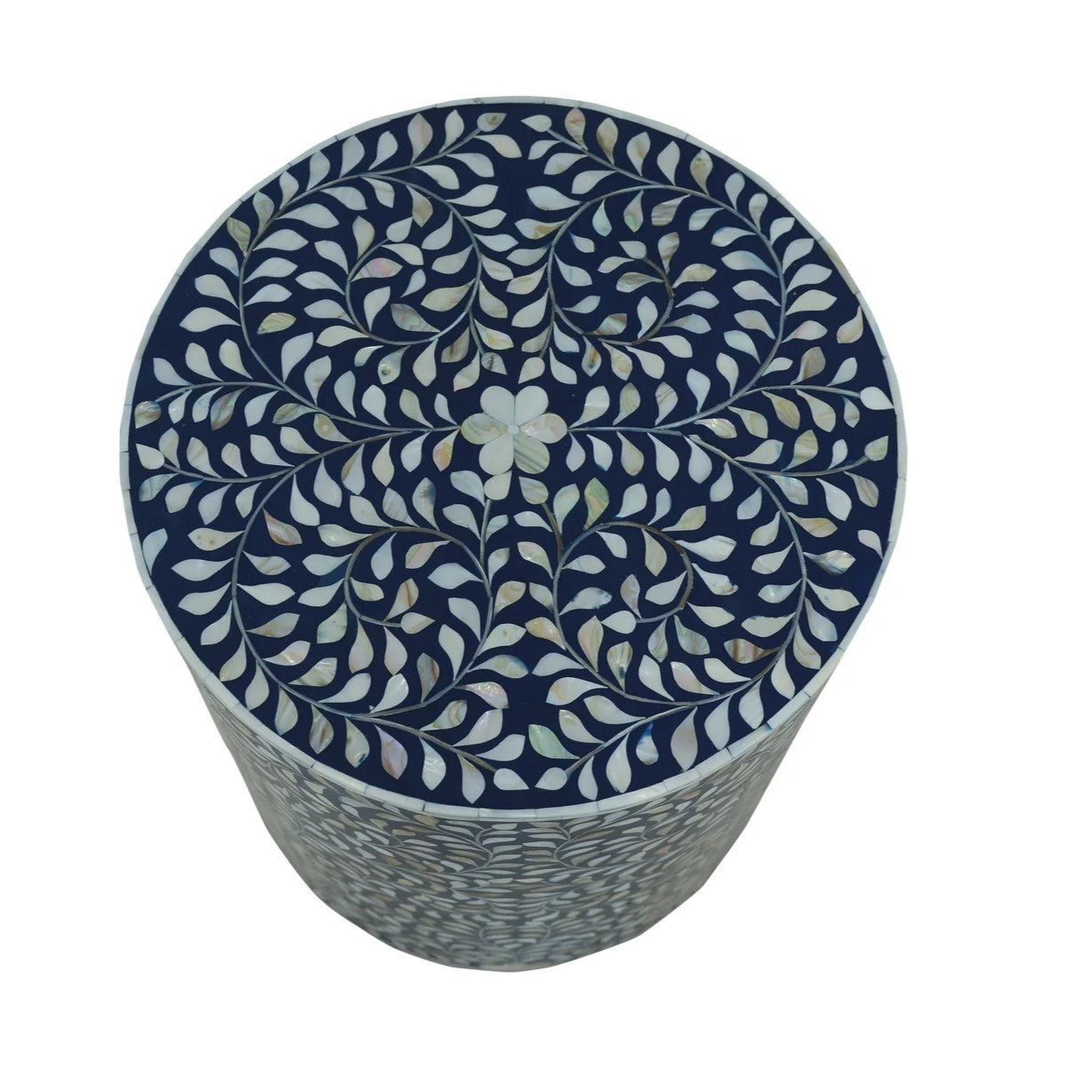 Mother of Pearl Inlay Side Table/Stool in Ivory