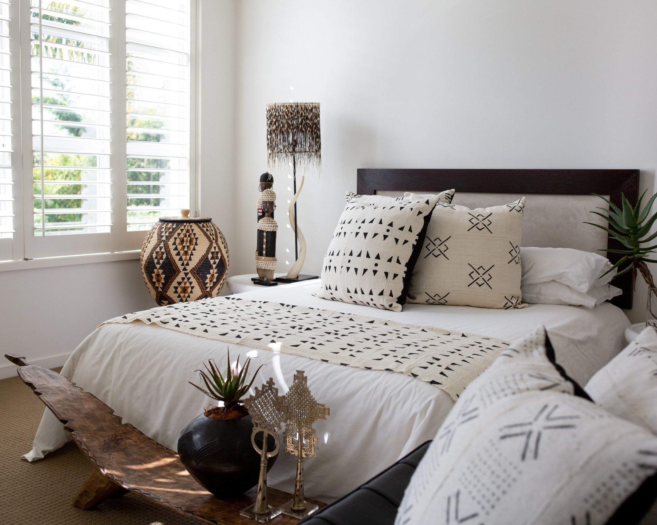 Chevron Linen Print Mudcloth Cushion