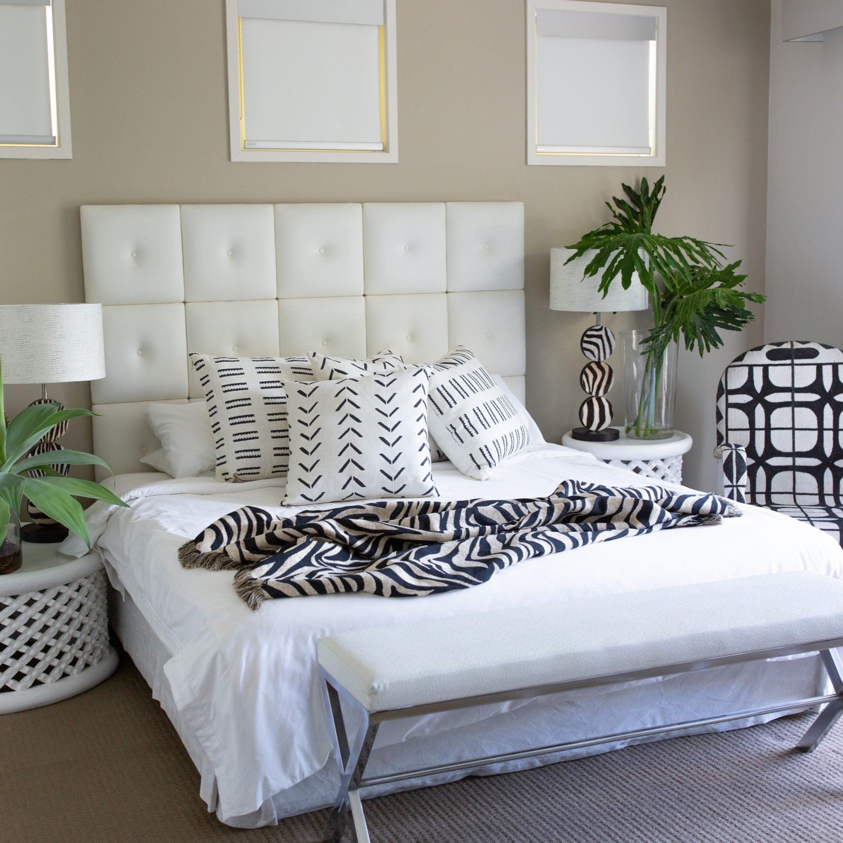 Chevron Linen Print Mudcloth Cushion