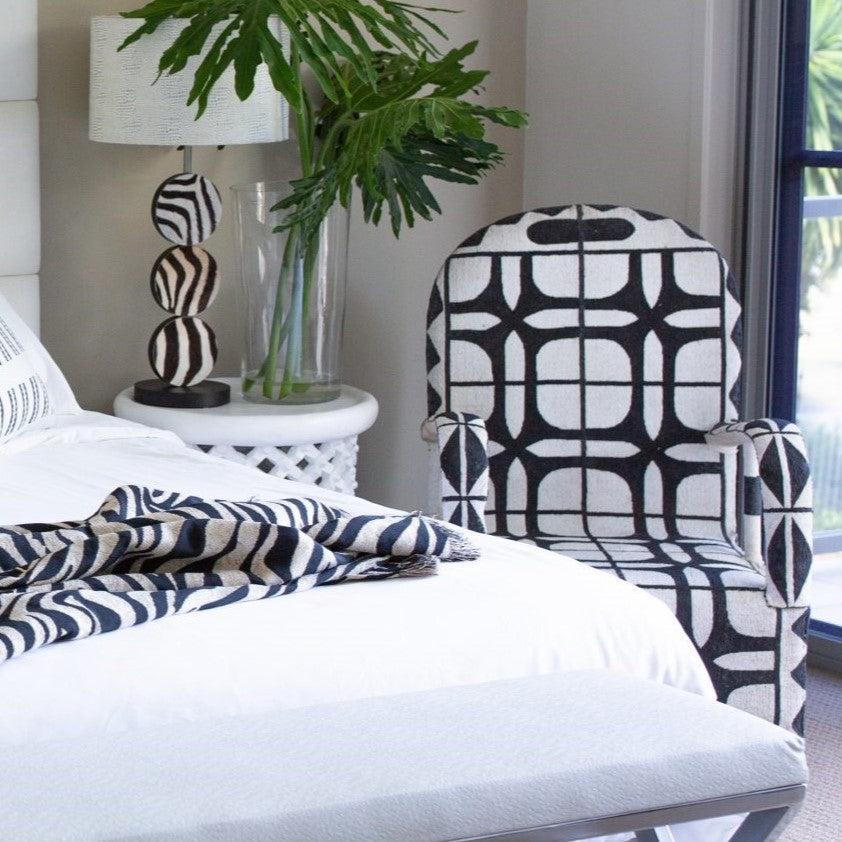 Nigerian Beaded Chair in Black & White