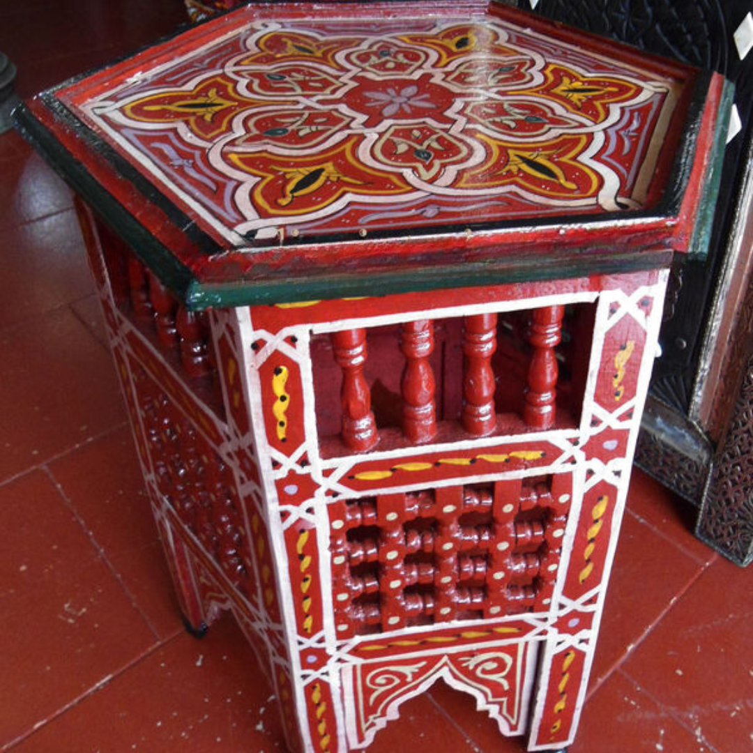 Handpainted Moroccan Octagonal Side Table