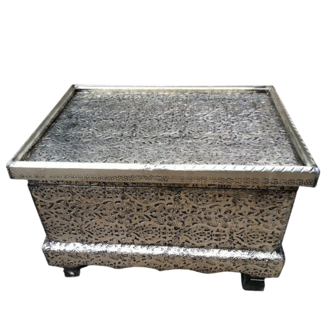 Sultan's Trunk/Occasional Table in Silver Nickel