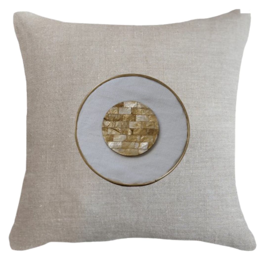 Mother of Pearl Medallion Linen Cushion
