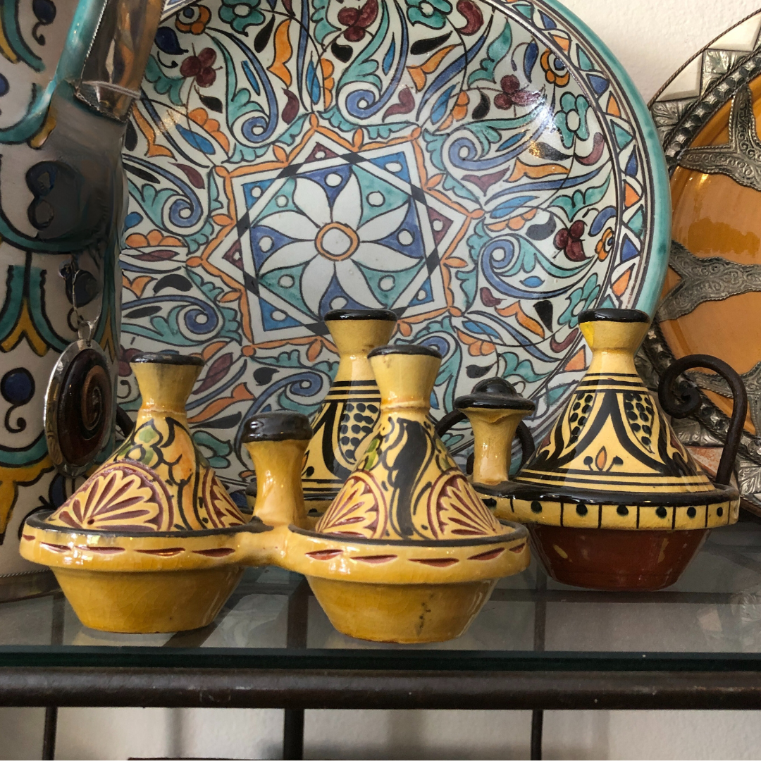 Moorish Fez Mini Dual Tagine in Yellow