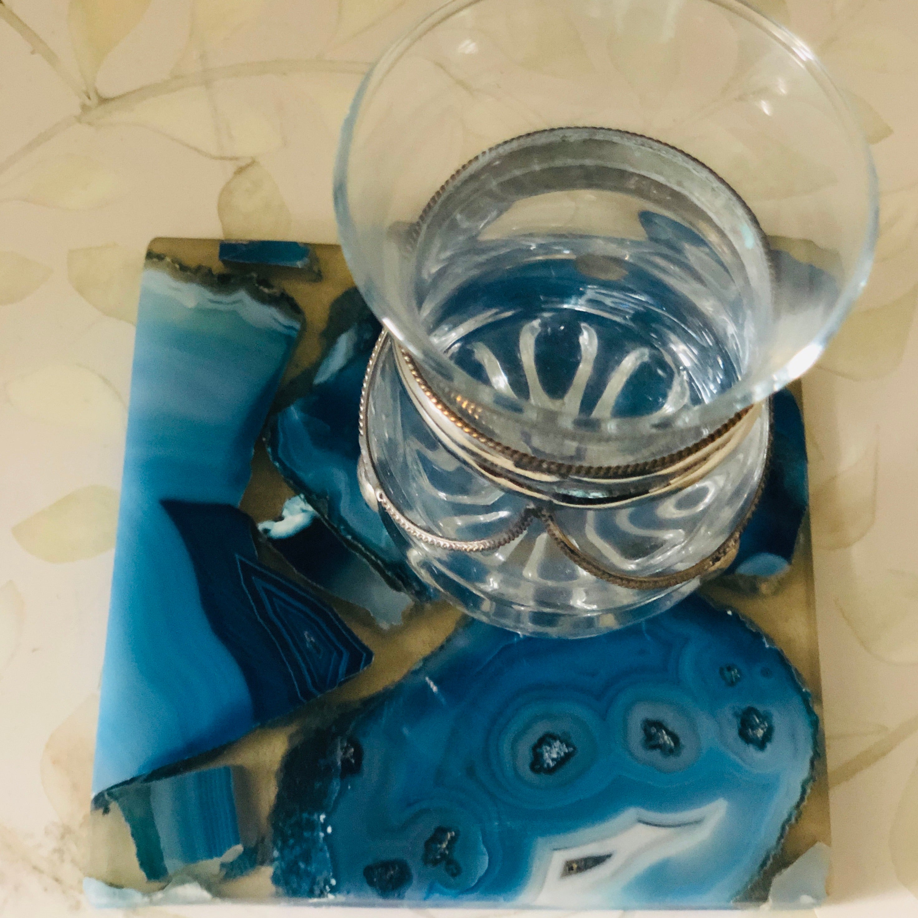 Agate & Resin Coaster in Blue