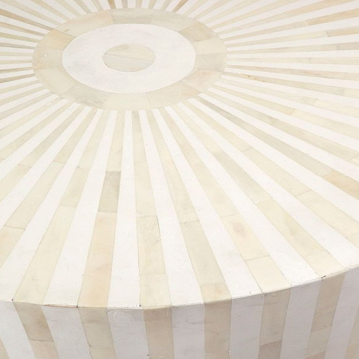 Makayla Bone Inlay Side Table in White