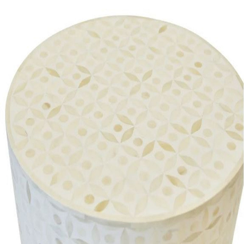 Bone Inlay Celtic Side Table in White