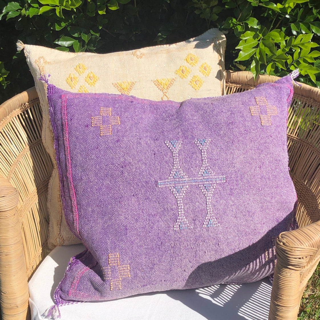 Genuine Moroccan Cactus Silk Cushion in Cream