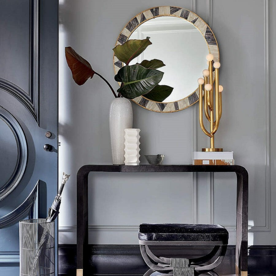 Two Tone Bone Inlay Floor Mirror