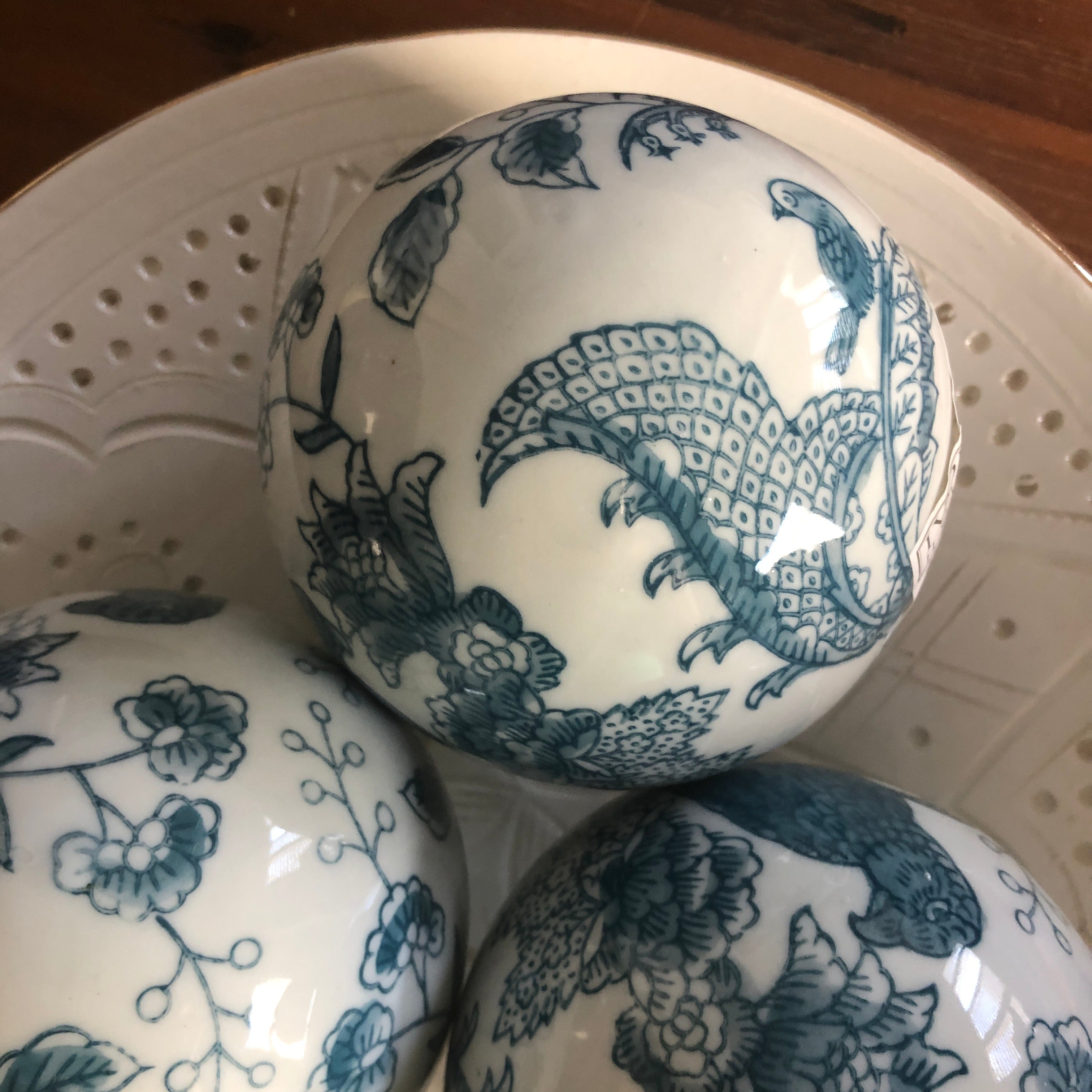 Chinoiserie Decorator Balls in Blue - Set of 4