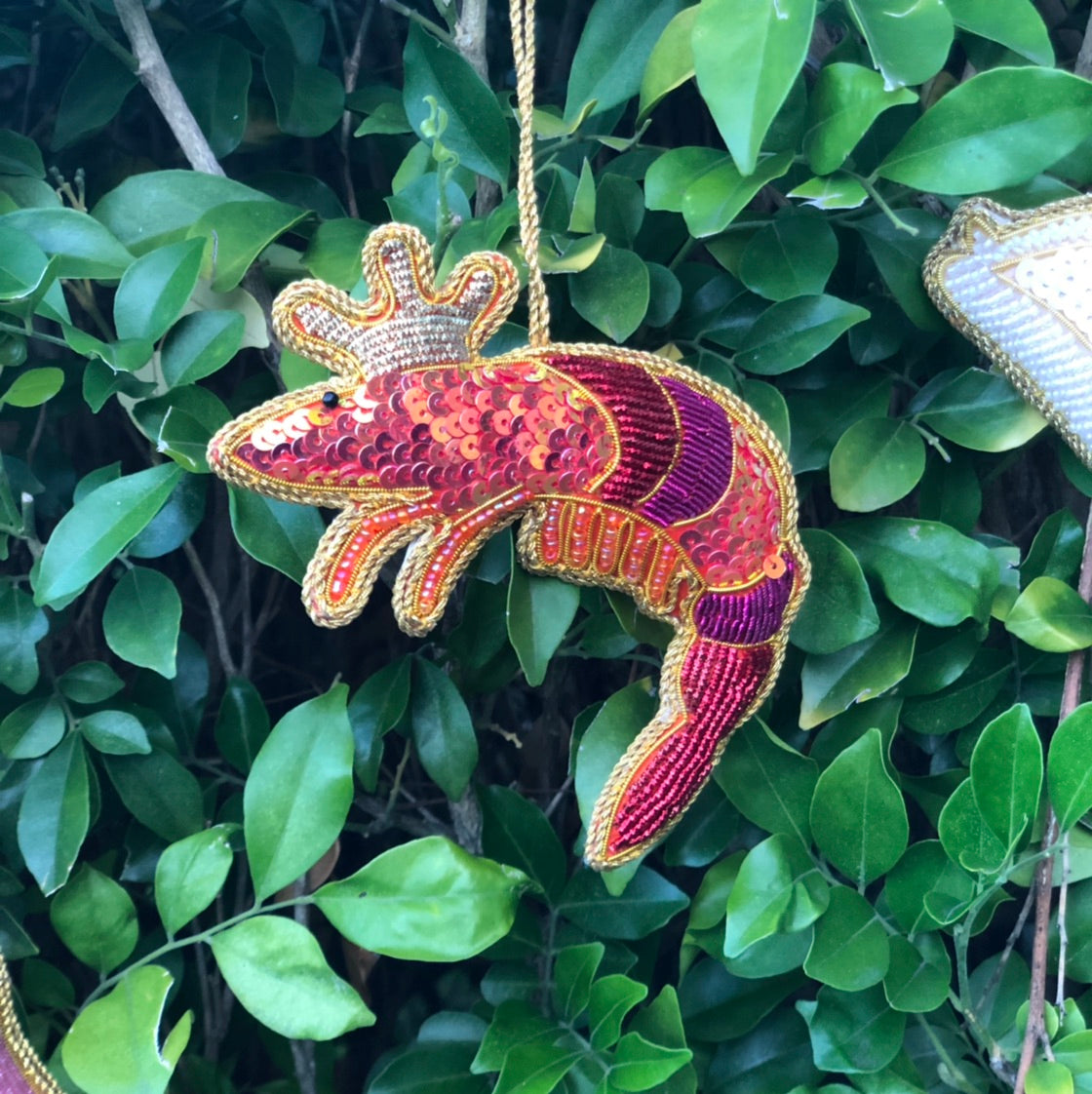 King Prawn Sequin Hanging Decoration