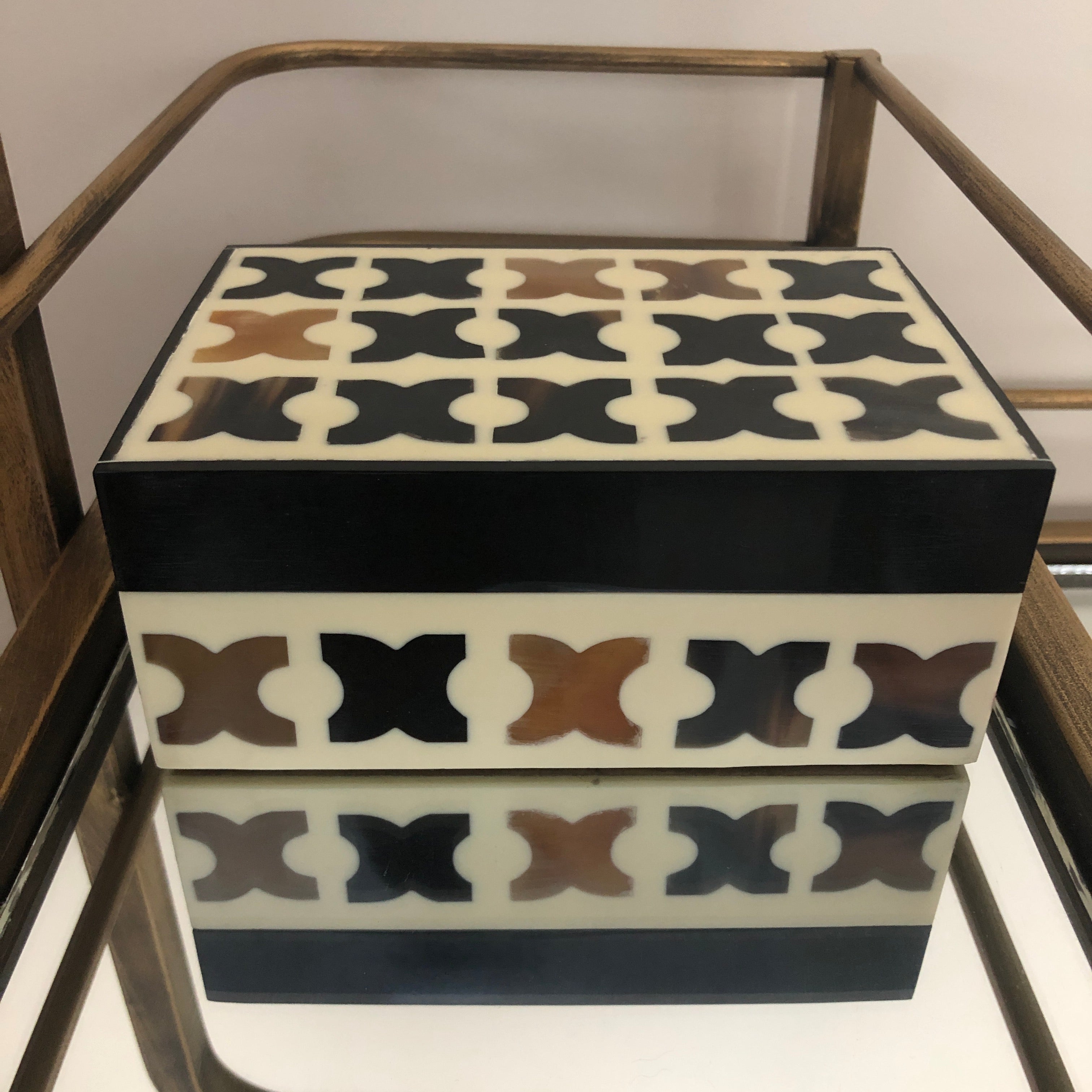 Bone Inlay Box in Cross Pattern