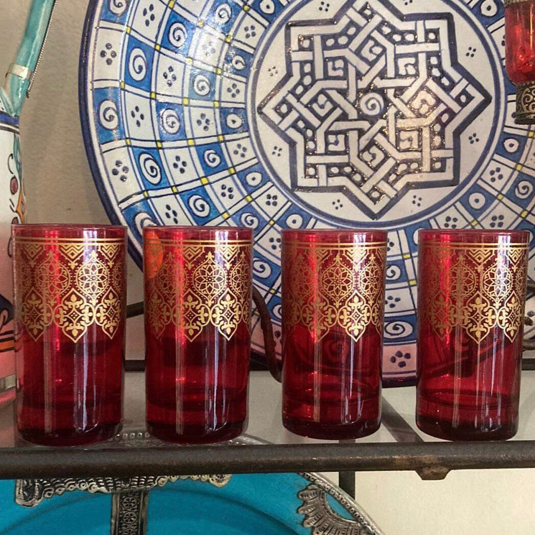 Moroccan Glasses in Red - Set of 6