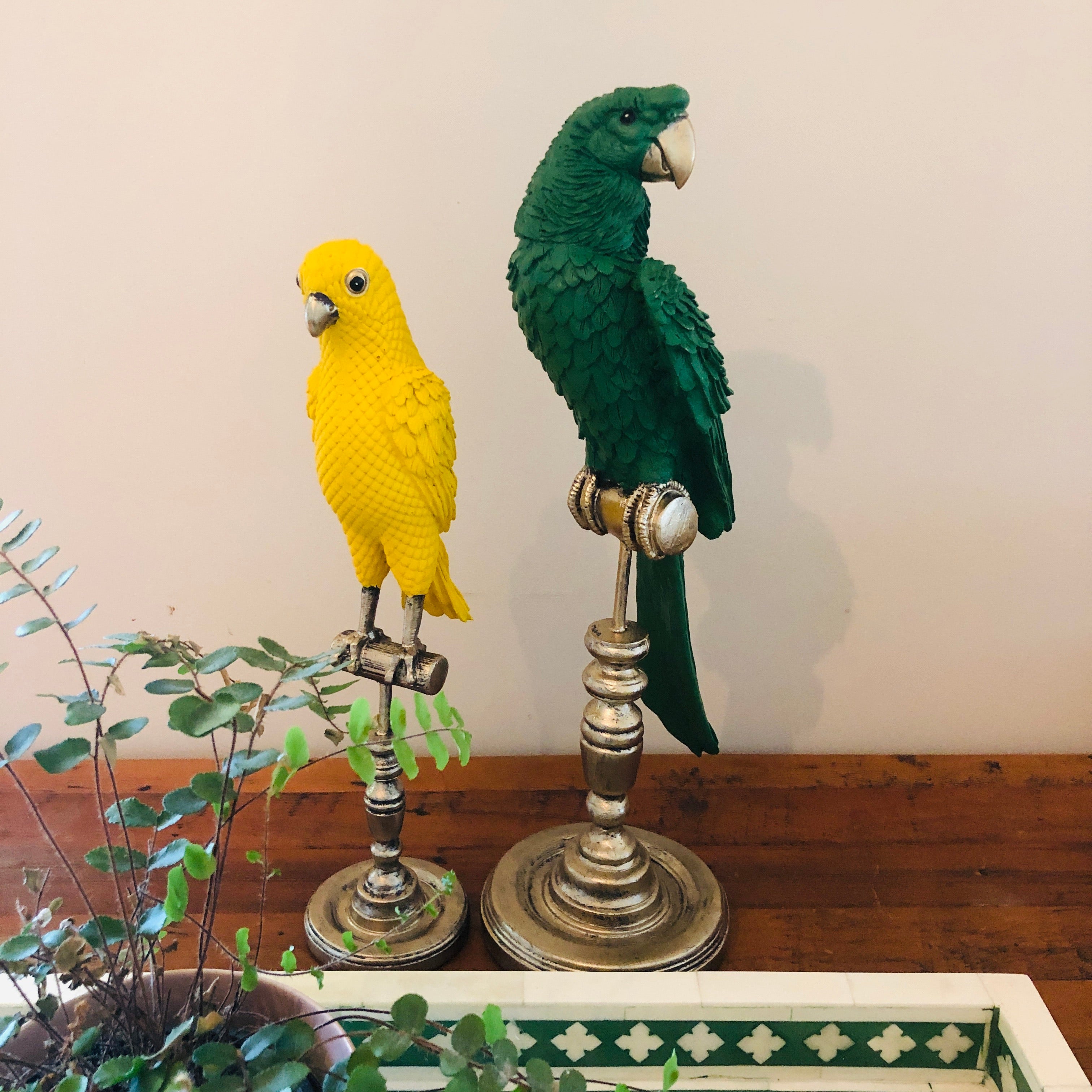 Parrot on Stand in Green