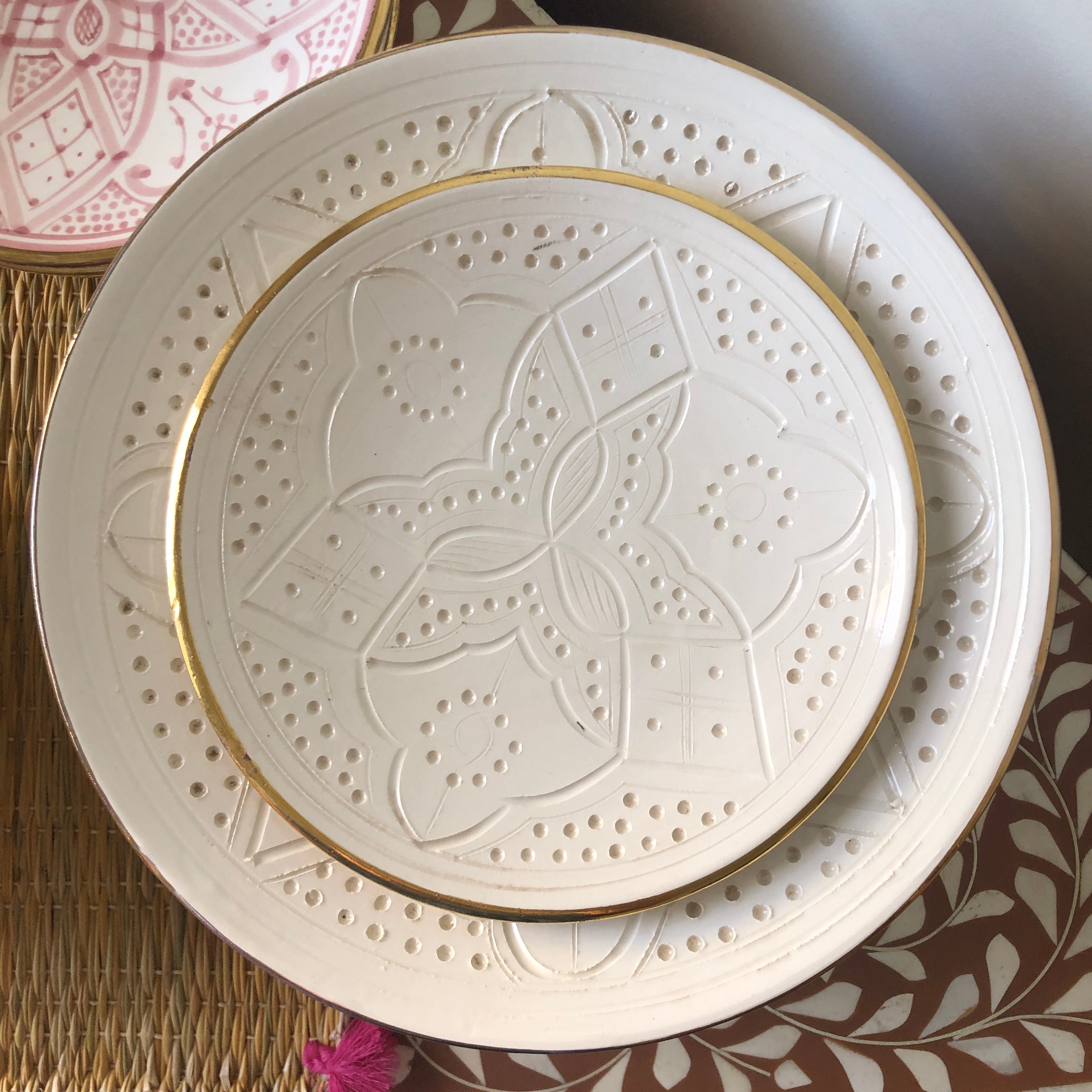 Pastel Safi Plates (Set of Two) in White