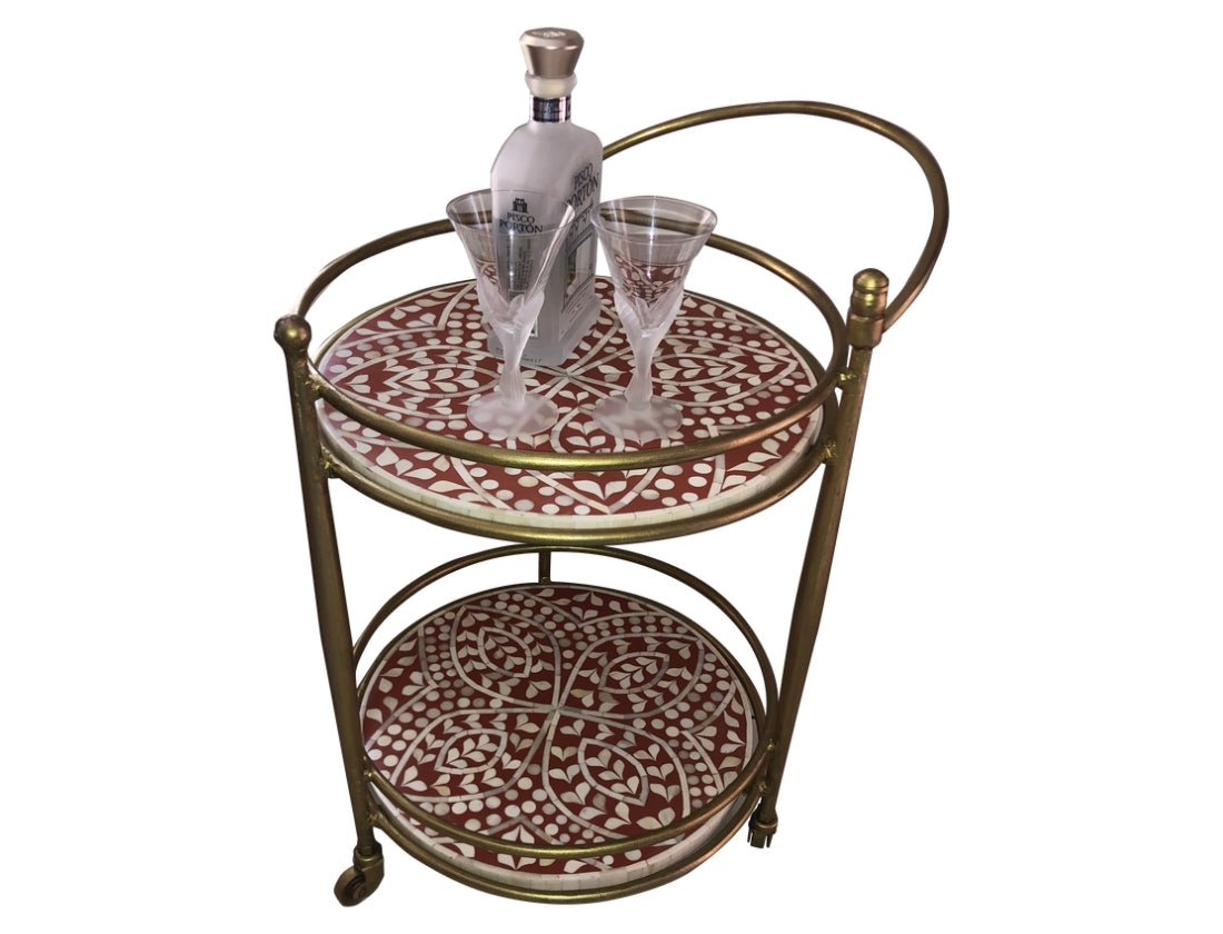 Raji Bone Inlay Drinks Trolley
