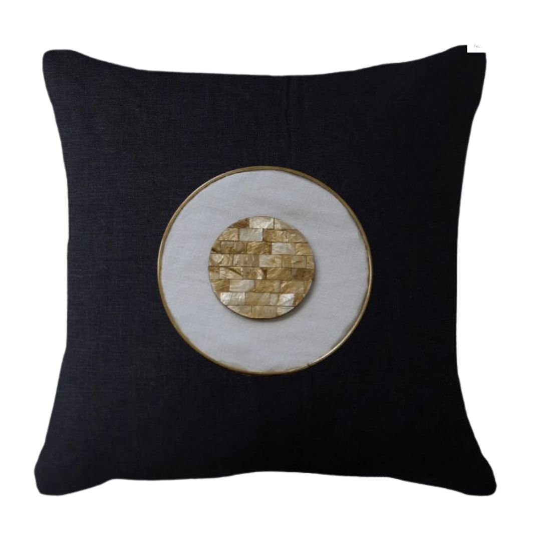 Mother of Pearl Medallion Linen Cushion