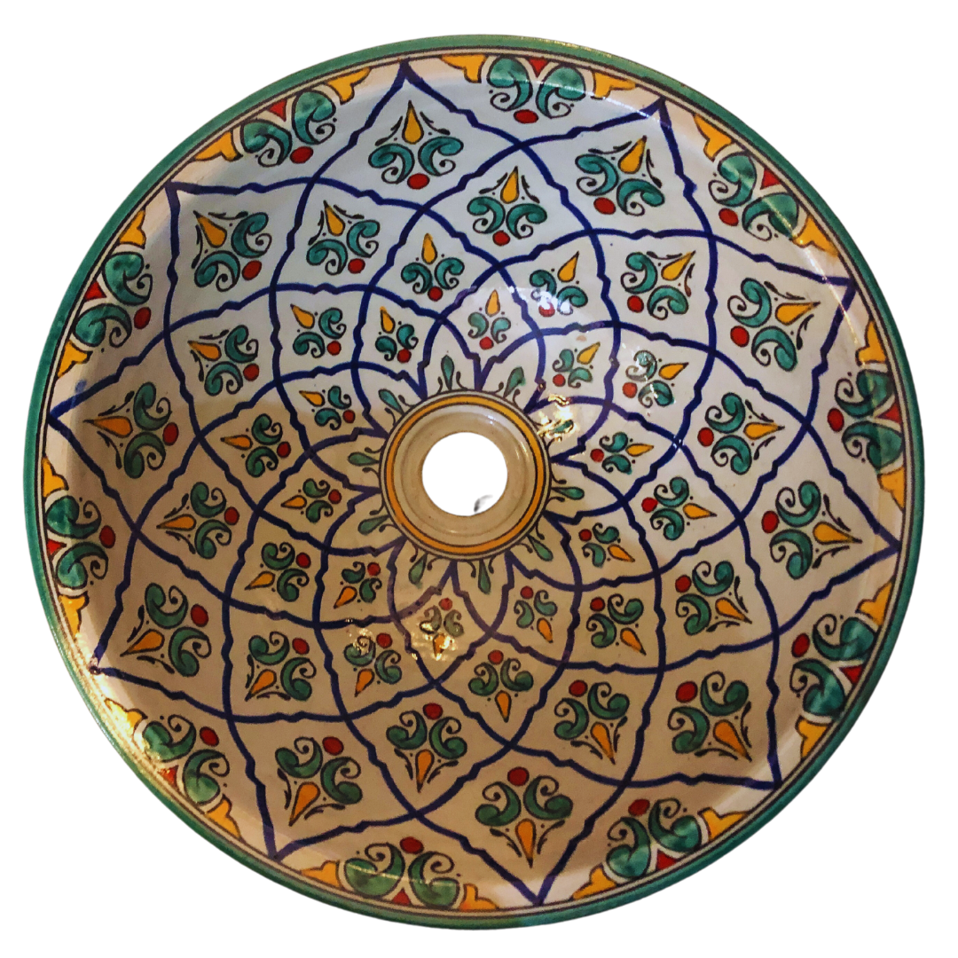 Safi Ceramic Basin in Teal Scheme