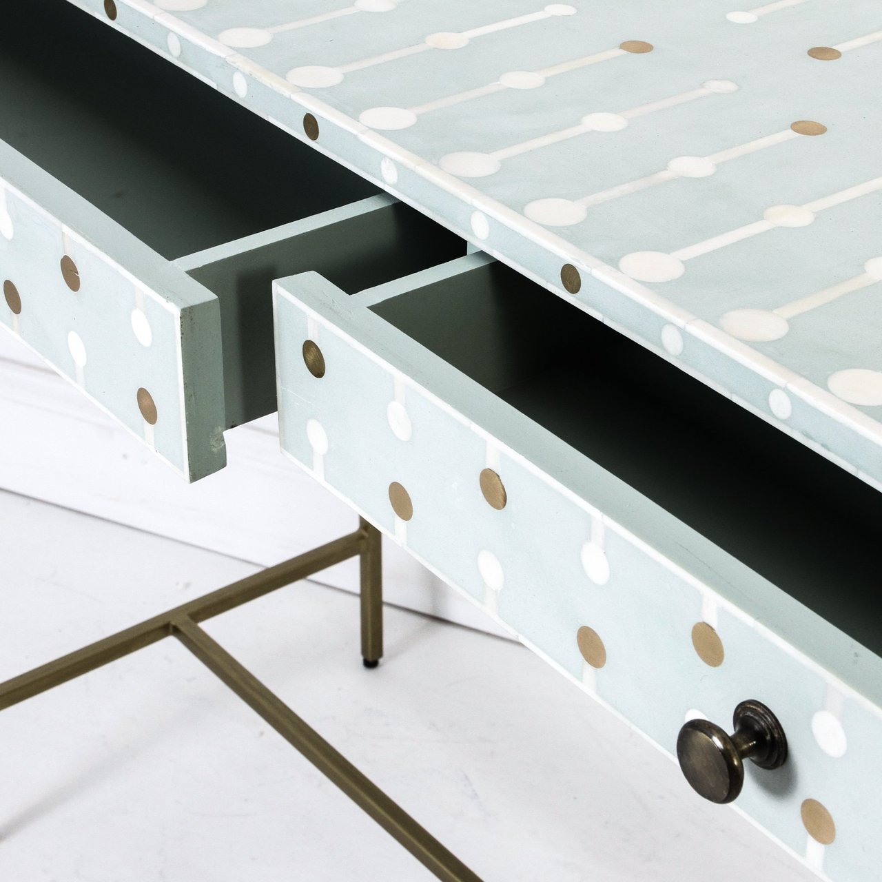Brass Dot Bone Inlay Console