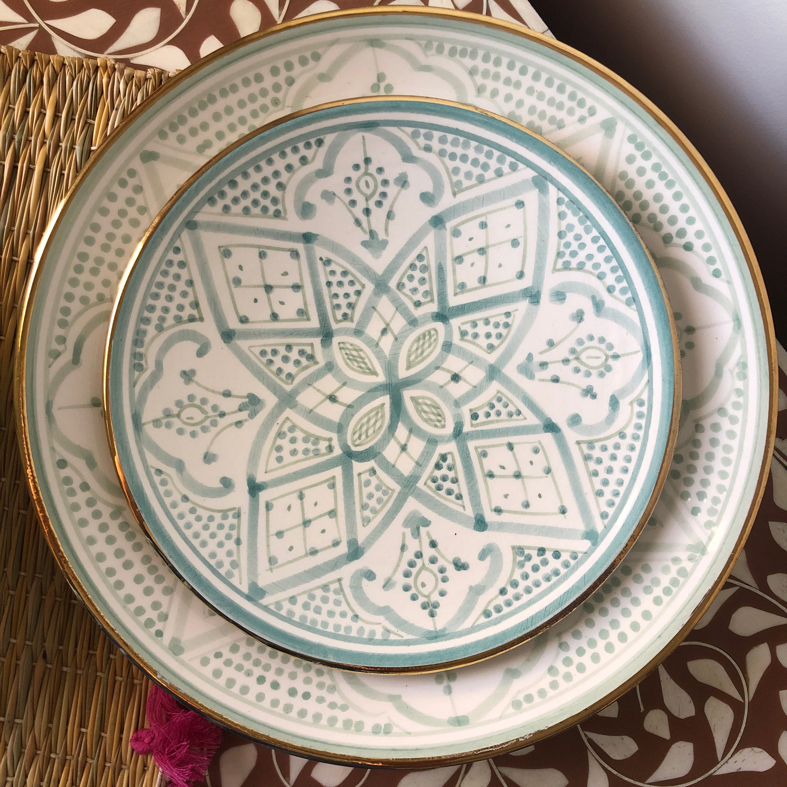 Pastel Safi Plates (Set of Two) in Mint
