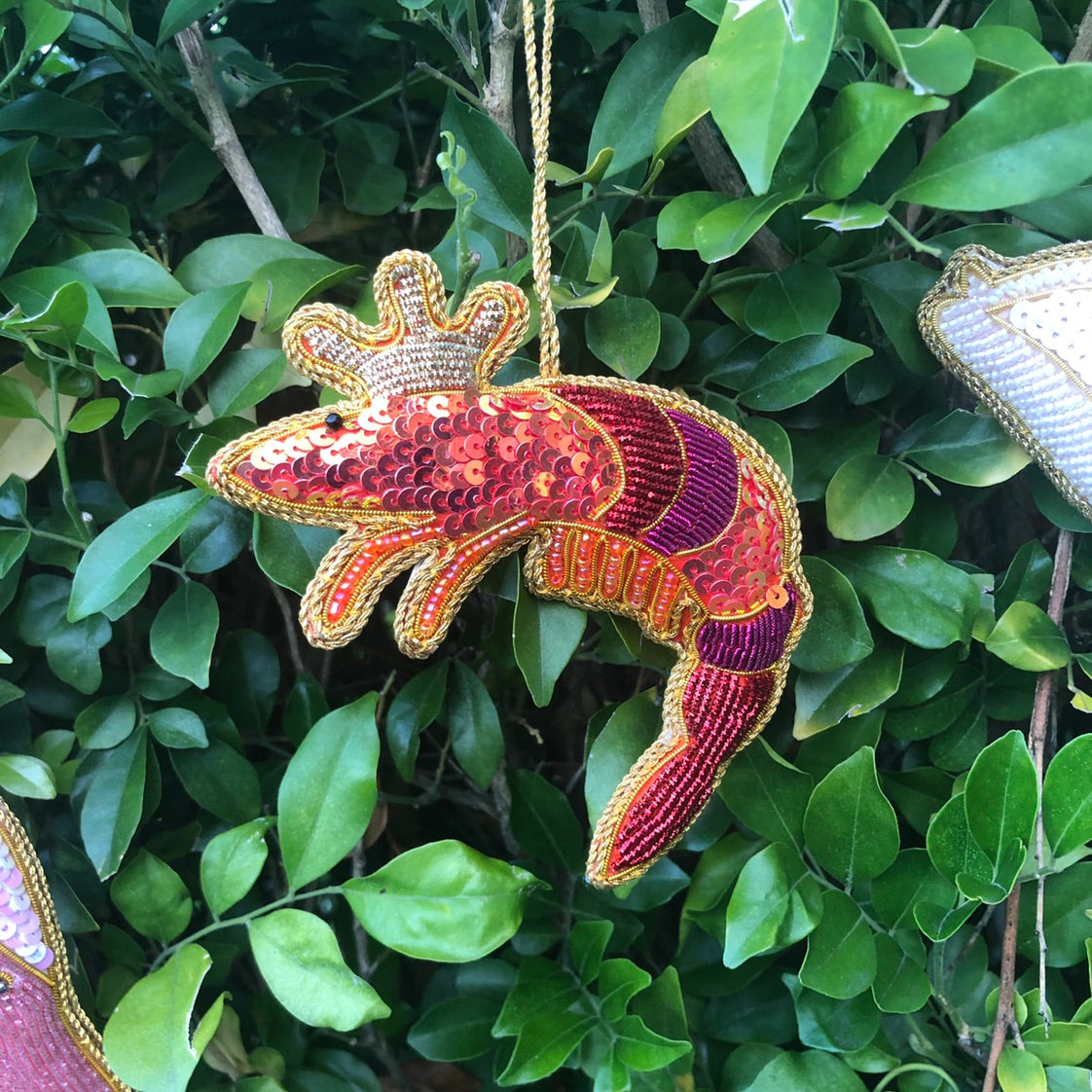 King Prawn Sequin Hanging Decoration