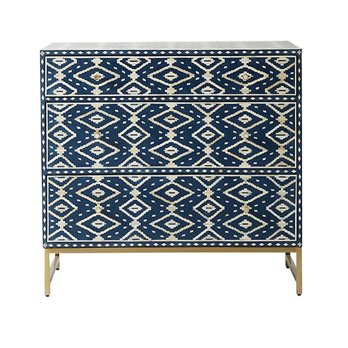 Bone Inlay Ikat Side Table