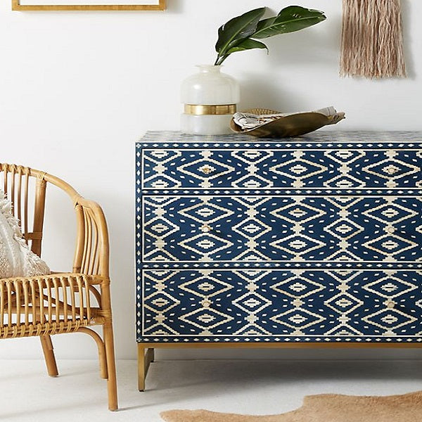Bone Inlay Ikat Side Table