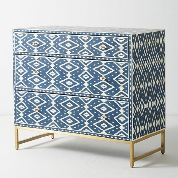Bone Inlay Ikat Side Table