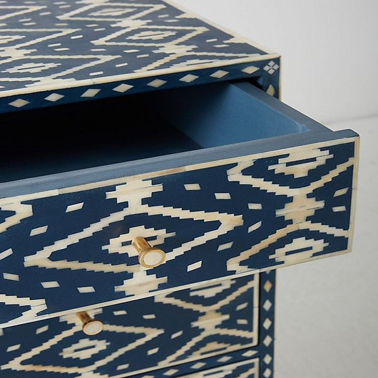 Bone Inlay Ikat Side Table