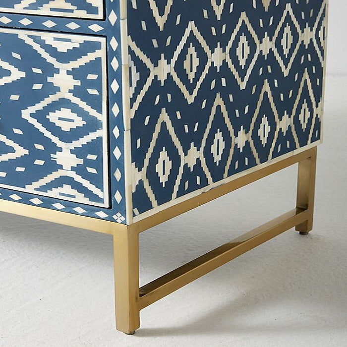 Bone Inlay Ikat Side Table