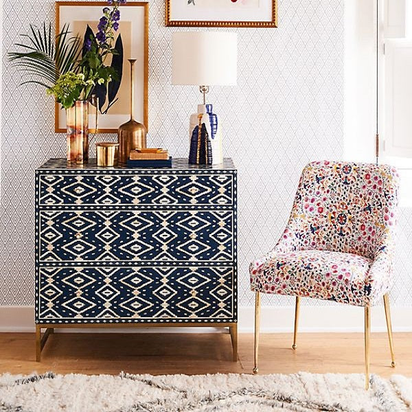 Bone Inlay Ikat Side Table