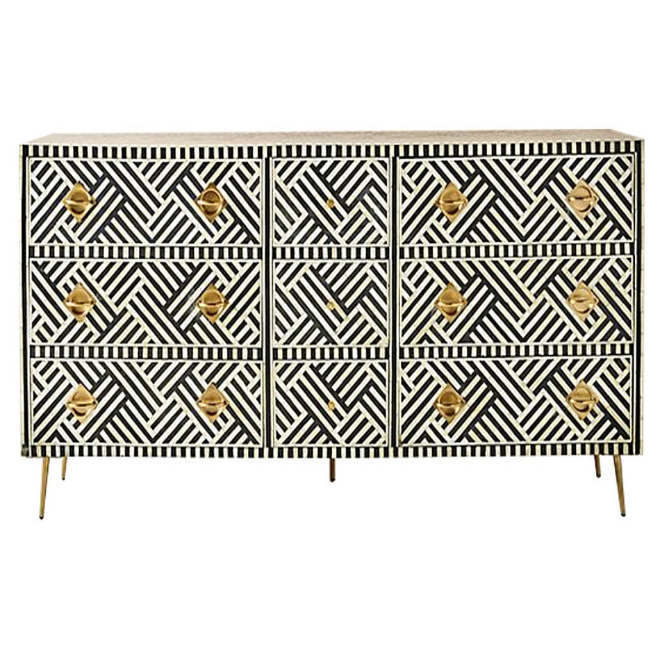 Bone Inlay Geo Inlay Three-Drawer Dresser