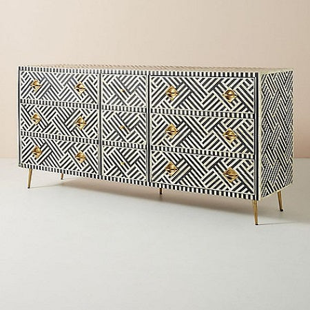 Bone Inlay Geo Inlay Three-Drawer Dresser