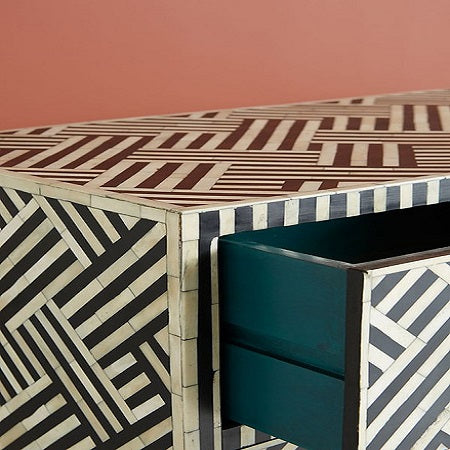 Bone Inlay Geo Inlay Three-Drawer Dresser