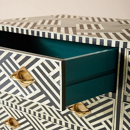 Bone Inlay Geo Inlay Three-Drawer Dresser