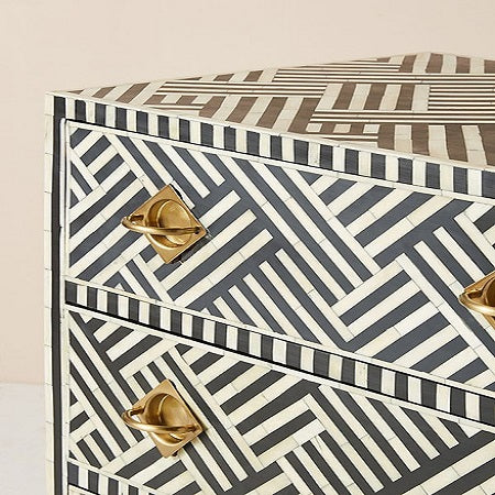 Bone Inlay Geo Inlay Three-Drawer Dresser