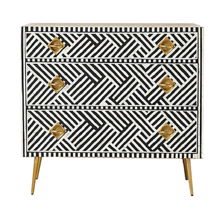 Bone Inlay Geo Inlay Nightstand