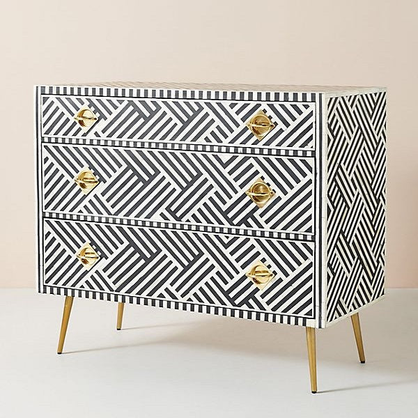 Bone Inlay Geo Inlay Nightstand