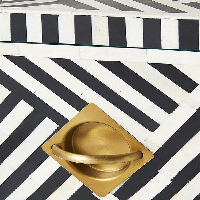 Bone Inlay Geo Inlay Nightstand