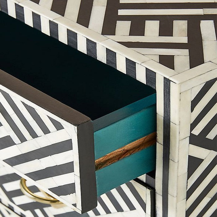 Bone Inlay Geo Inlay Nightstand