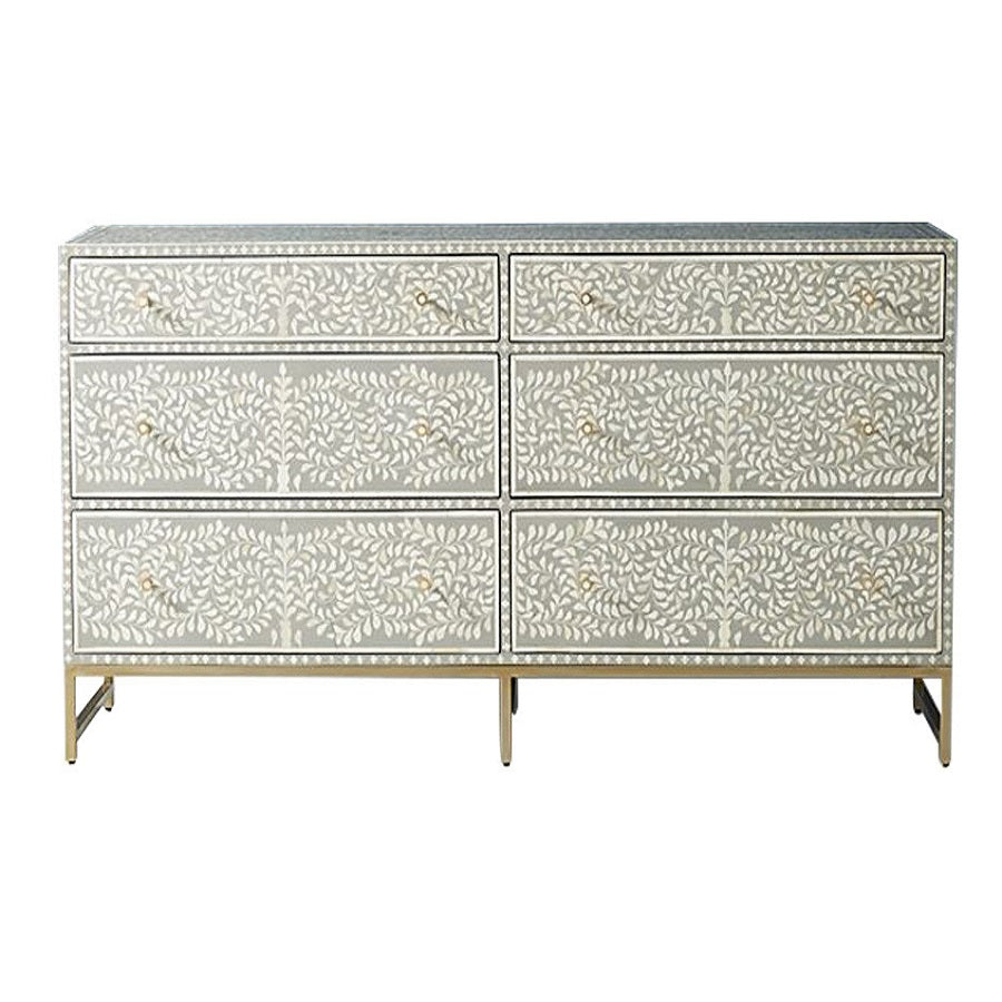 Bone Inlay Swirl Six-Drawer Dresser