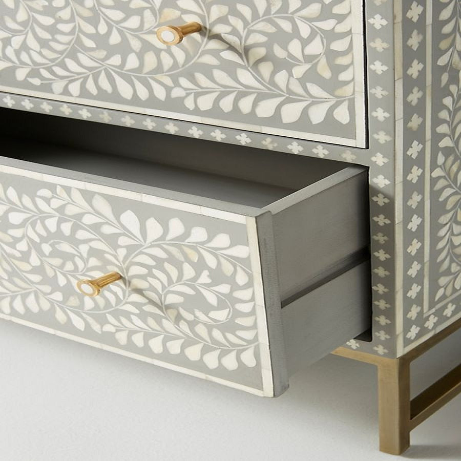 Bone Inlay Swirl Six-Drawer Dresser