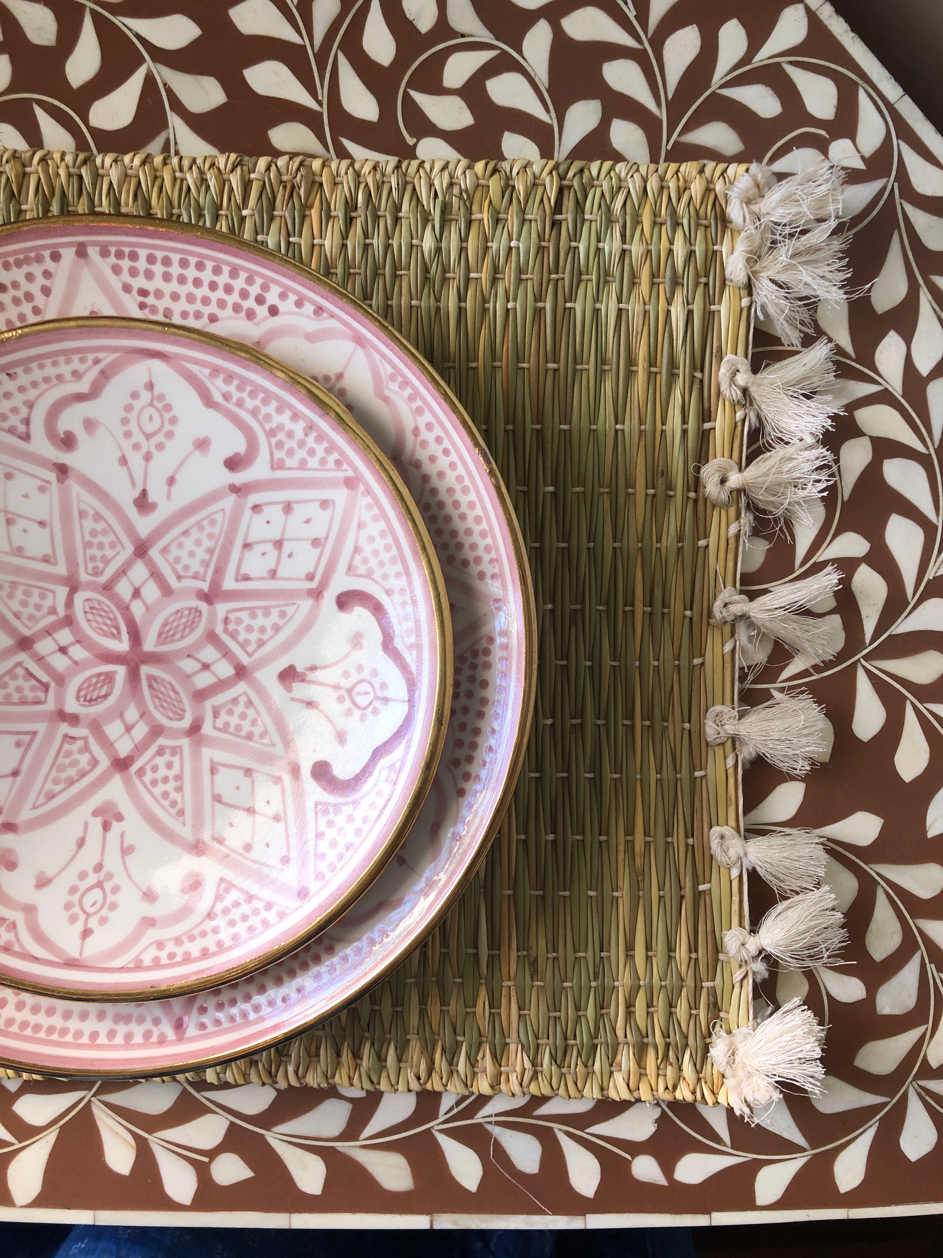 Handmade Marrakech Cotton & Raffia Placemat with Oat Tassels