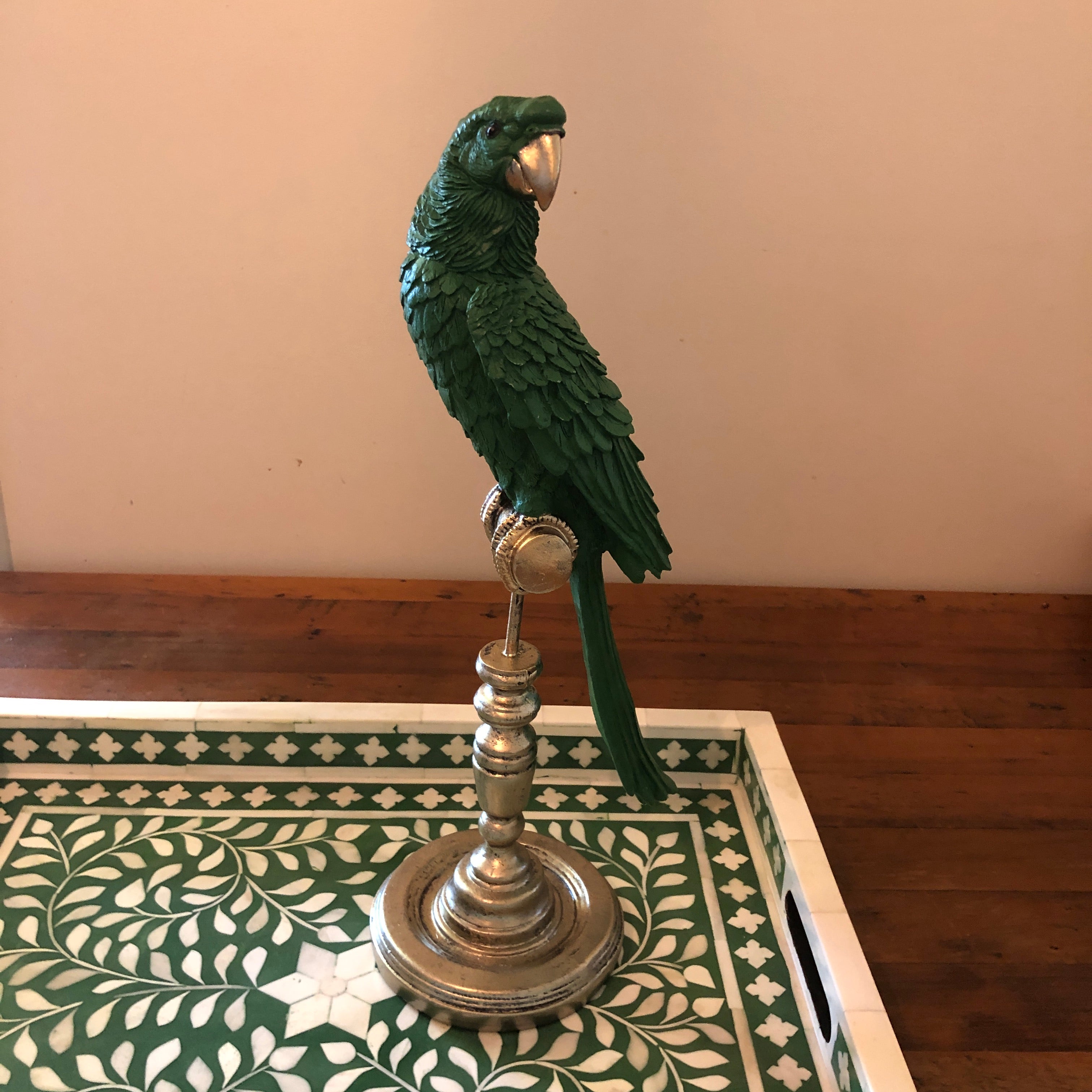 Parrot on Stand in Green