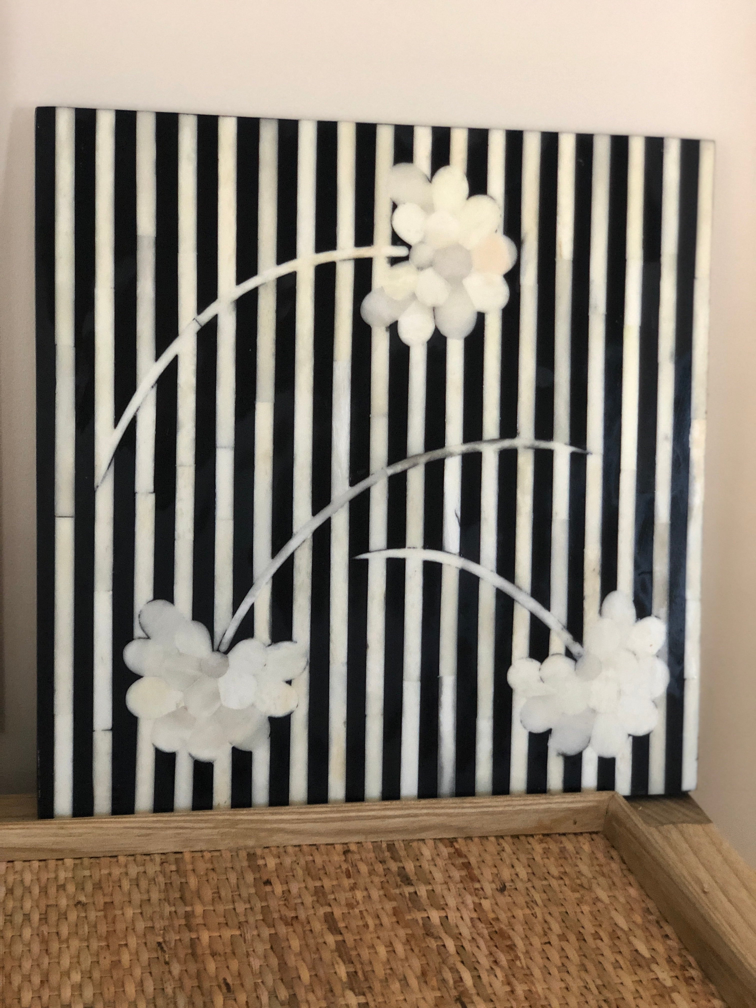 Bone Inlay Trivet in Black & White