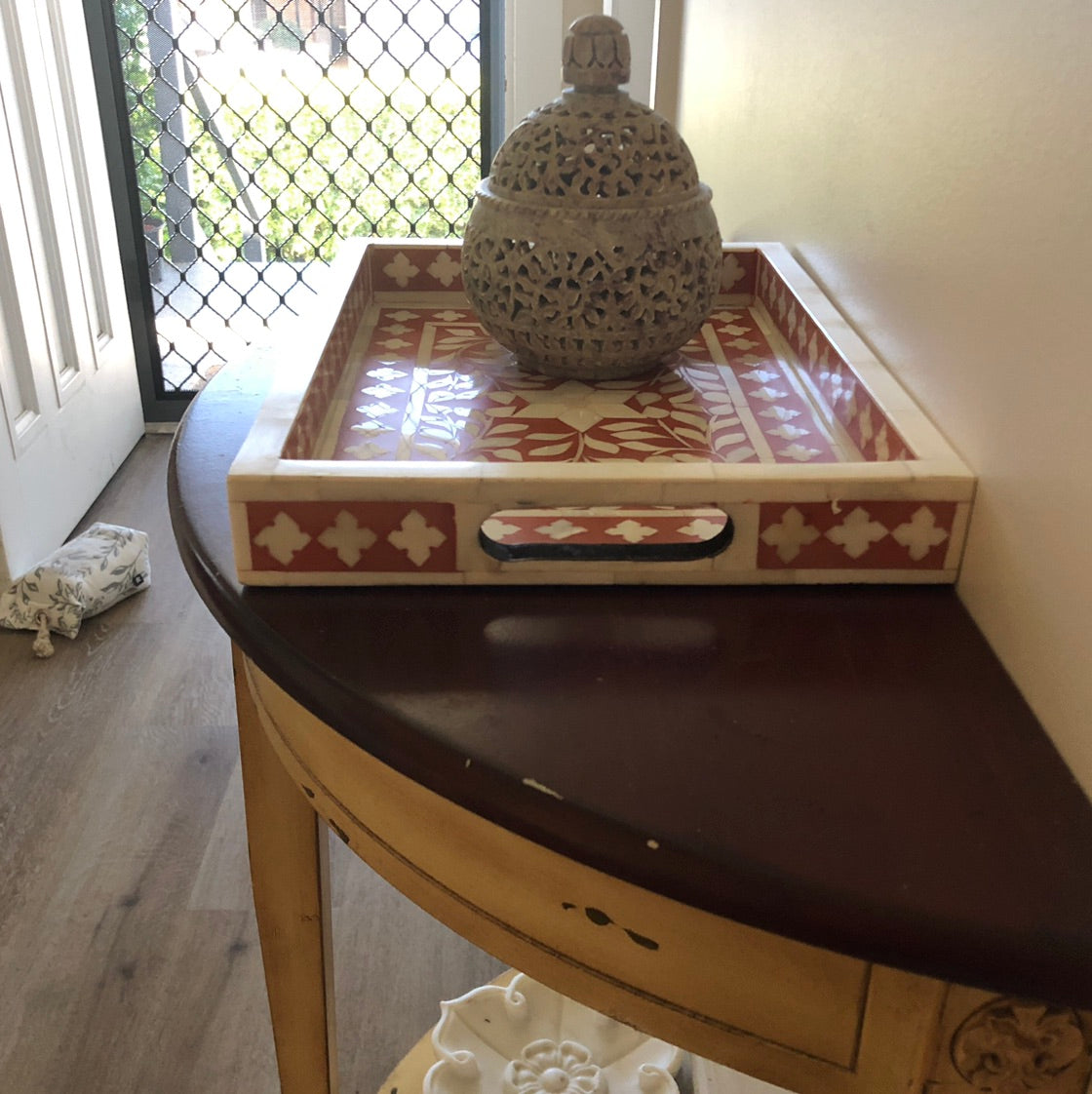 Bone Inlay Rectangular Tray in Ochre