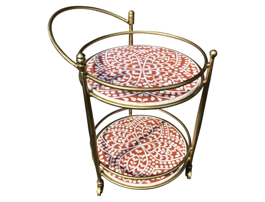 Raji Bone Inlay Drinks Trolley