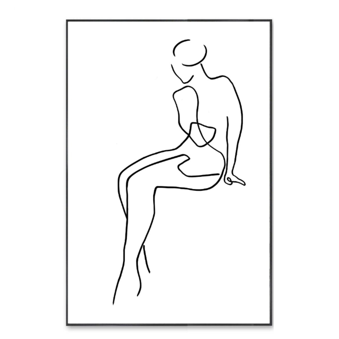 Sitting Female Body Sketch Wall Art