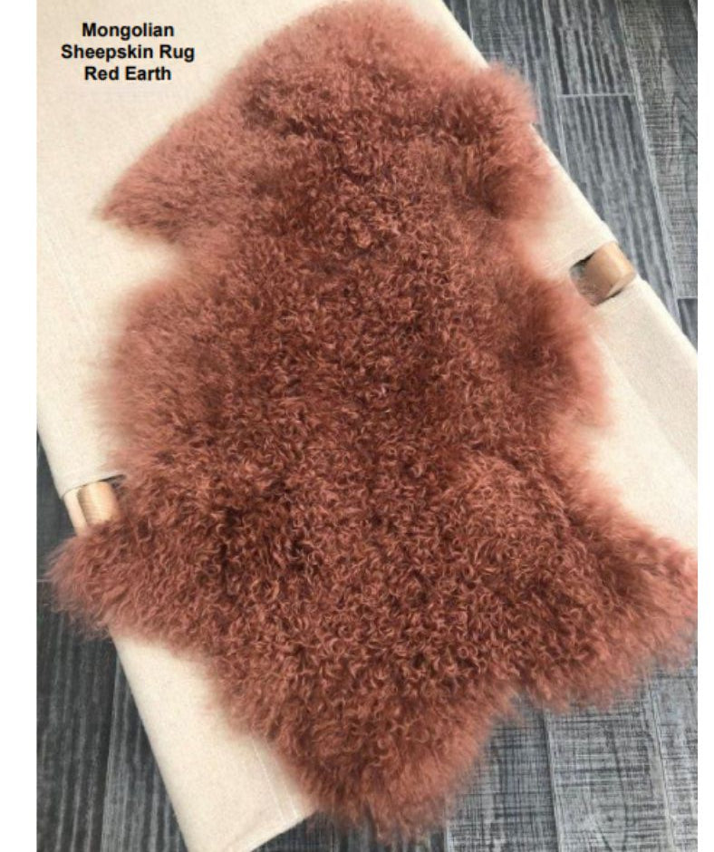 Mongolian Sheepskin Medium Rug/Throw in Burnt Orange